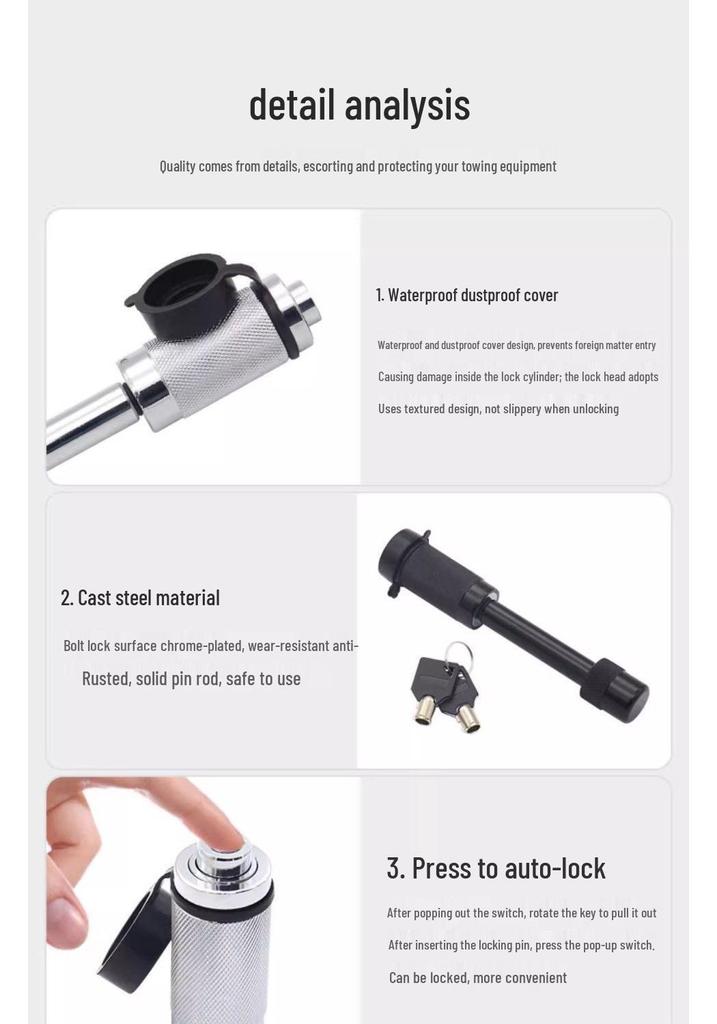 Anti-theft RV Trailer Hitch Pin Lock & Extended Bar Accessories