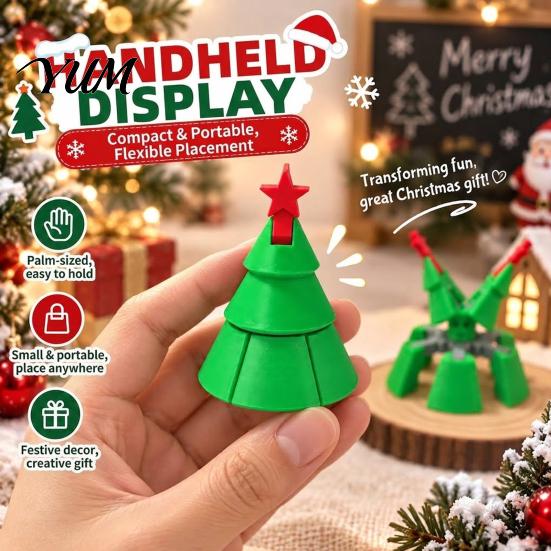 Creative Stocking Stuffers Christmas Tree Fidget Toy, 3D Printed Flexible Sensory Decompression Transformation Interactive Gifts Figurine for