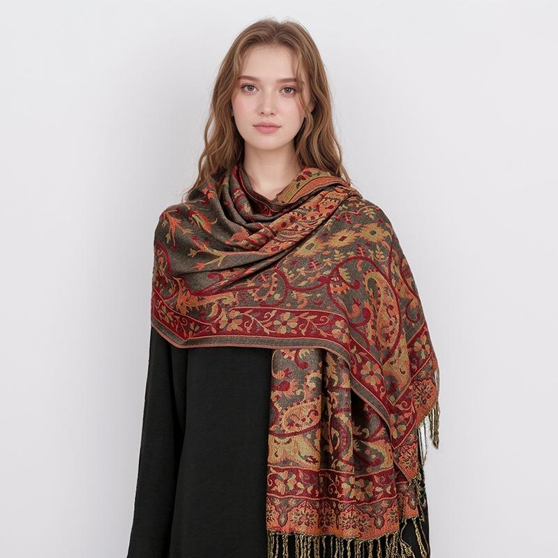 Luxury Brand Autumn Cashmere Shawl Ladies Wrap Warm Winter Scarf Design Printed Women'S Jacquard Scarf