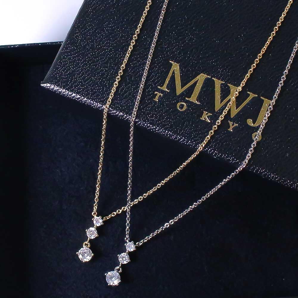[MWJ TOKYO] Magnetic Necklace, 3 Stones, Silver, Jewelry, Accessory, Casual, Women's