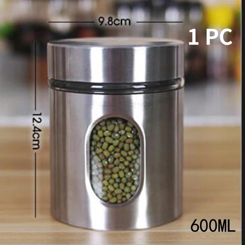 Stainless Steel Spice Shaker Seasoning Cans Rotate Camping Barbecue Jars Spice Storage Box Salt Sugar Pepper Storage Bottle