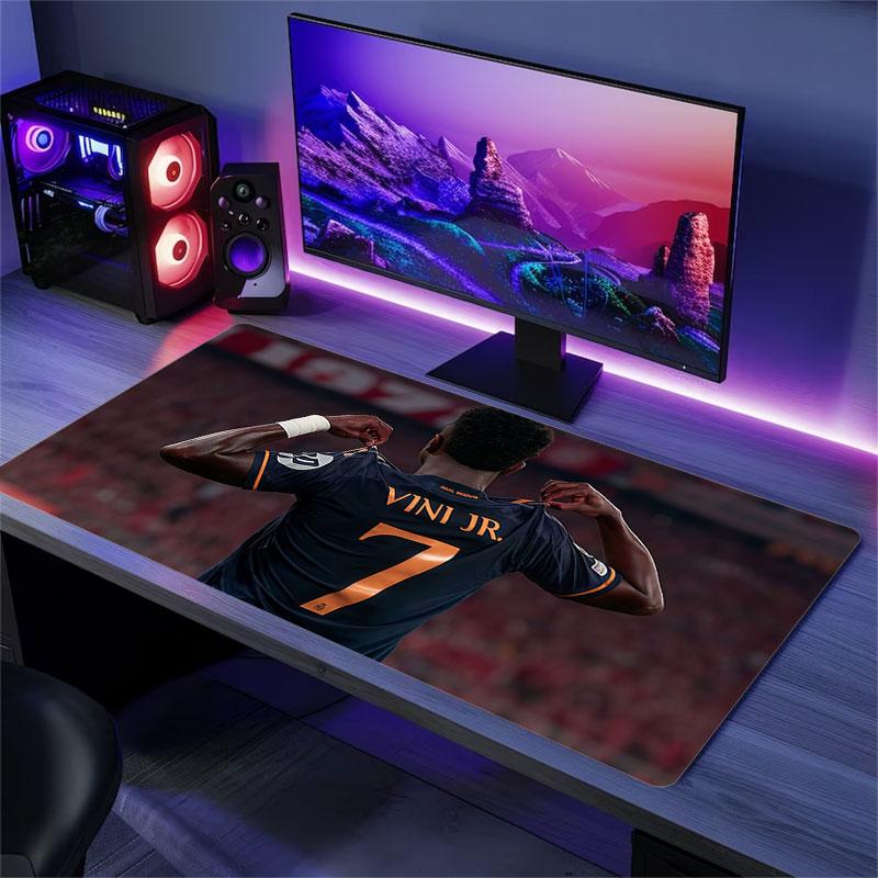 Vinicius Jr Mouse Pad, Large Gaming Desk Mat, Non-slip XXL Mousepad for Laptop & Tablet, Mini PC Playmat with Stitched Edges