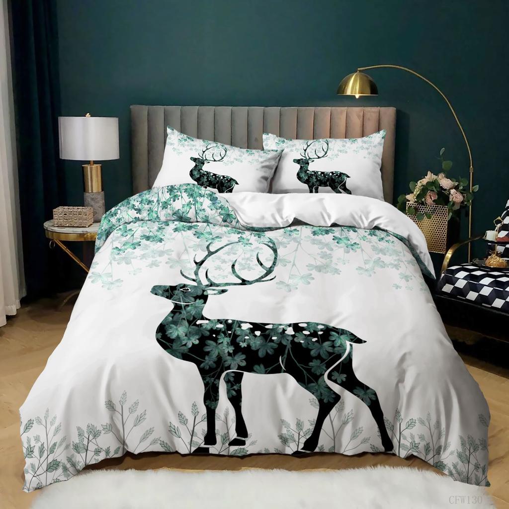 Giraffe Elk 3D Digital Printing Quilt Set Bed Three-piece Set