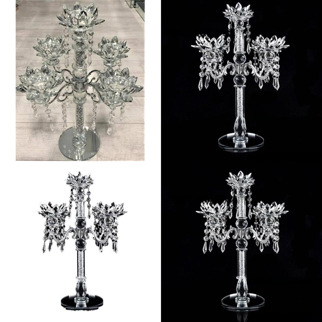 Artificial Sparkling Crystal Candle Holder Lotus Design For Daily Decor Home