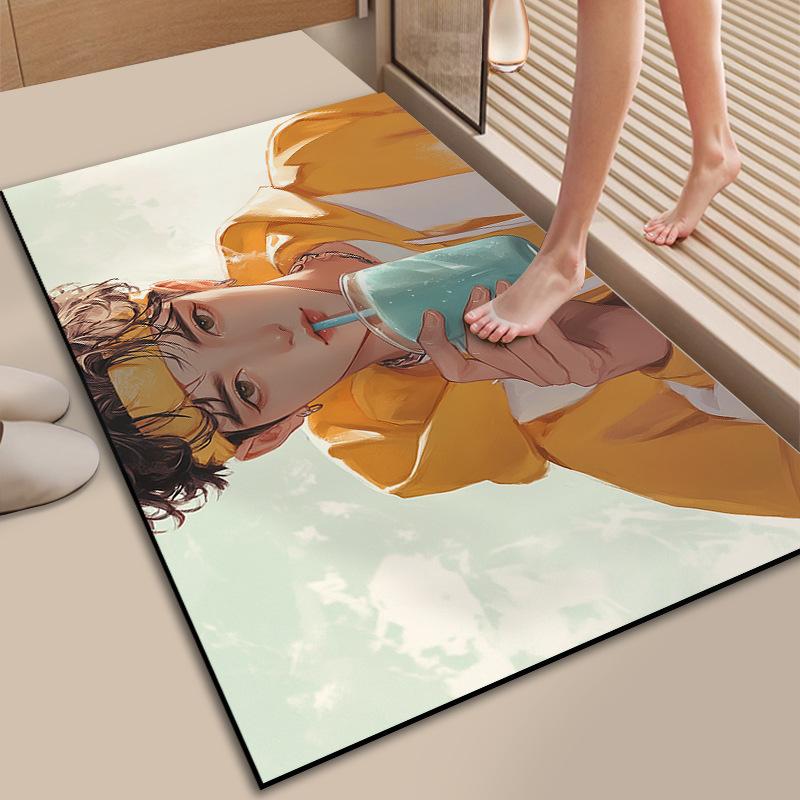 Entry Door Color Signature Handsome Boy Floor Mat Diatom Mud Absorbent Foot Mat Dirt Resistant Entry Door Door Door Mat Carpet Can Be Cut