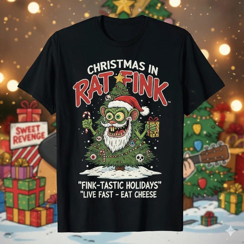 Hot Christmas In Rat Fink Gift Xmas Black All Size T Shirt BB652 Unisex T-Shirt L
