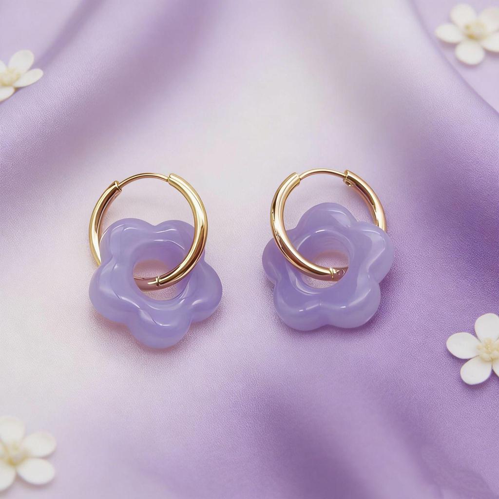 2025 Dopamine-Inspired Enamel Flower Hoop Ear Cuffs - Light Luxury Earrings