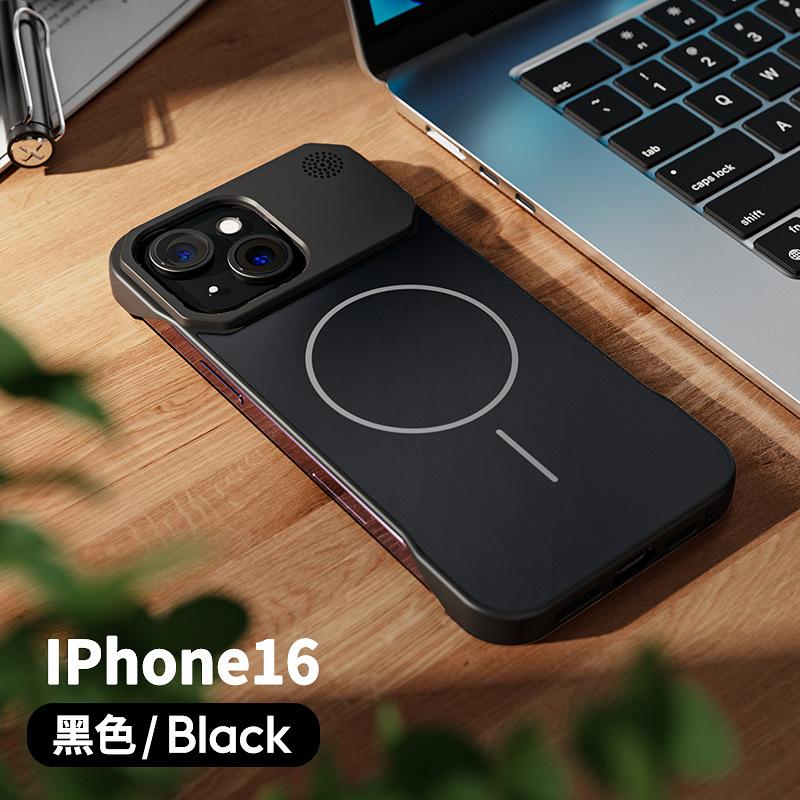 Applicable To Iphone16 Borderless Mobile Phone Case Apple 15 Aluminum Alloy Lens Samsung S25ultra Thin Ring Magnetic Attraction