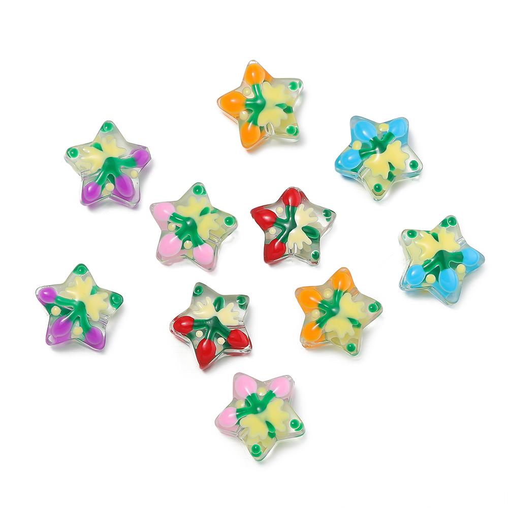 5pcs/lot Glass Loose Bead Christmas Stars Snowflakes Beads For DIY Jewelry Making Earring Necklace Pendant Festival Decor Gift