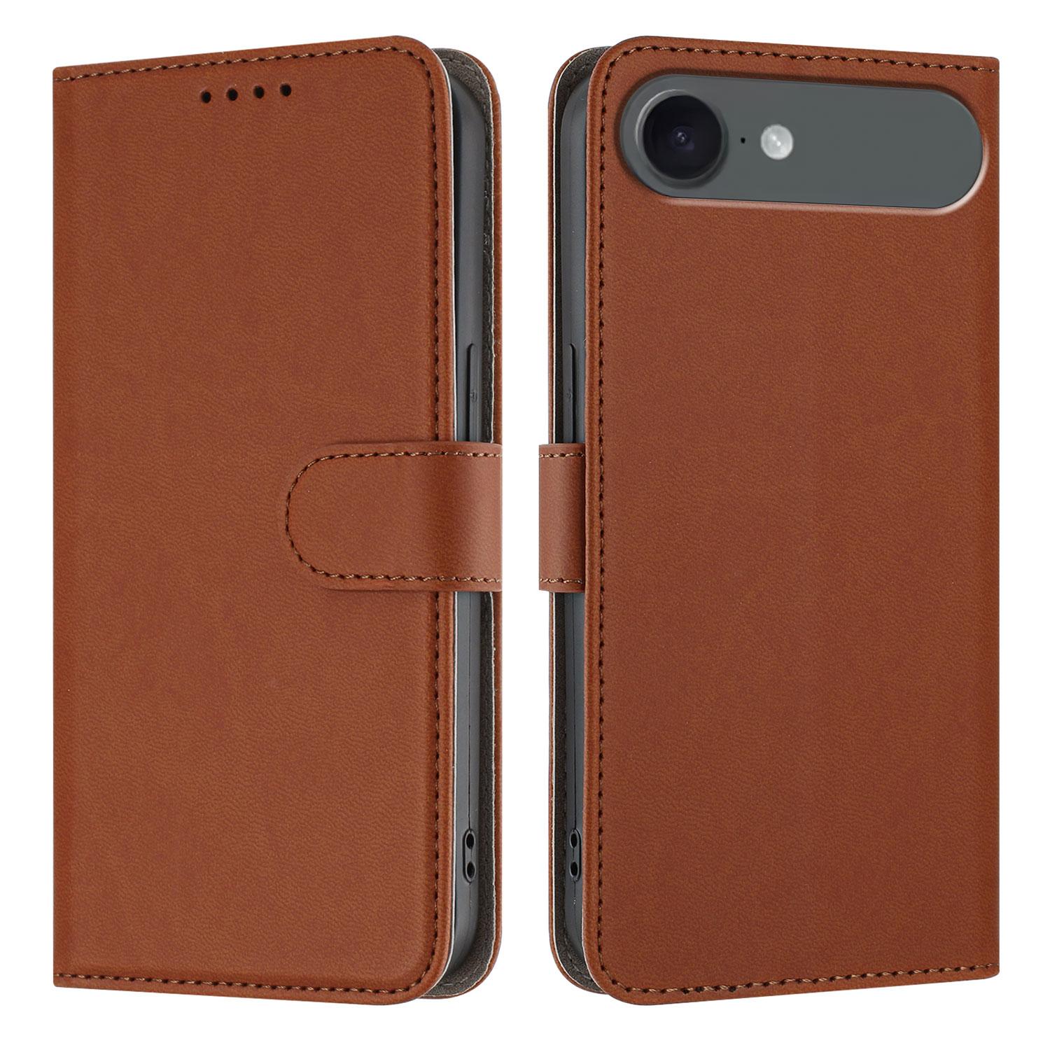 

For iPhone Air Leather Case Solid Color Phone Cover with Wallet C