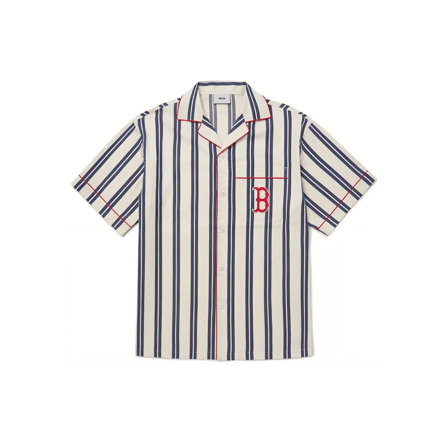 MLB Boston Red Sox Shirts Unisex Marine Blue Cuban Collar Moderate 3AWS60123-43NYL XL