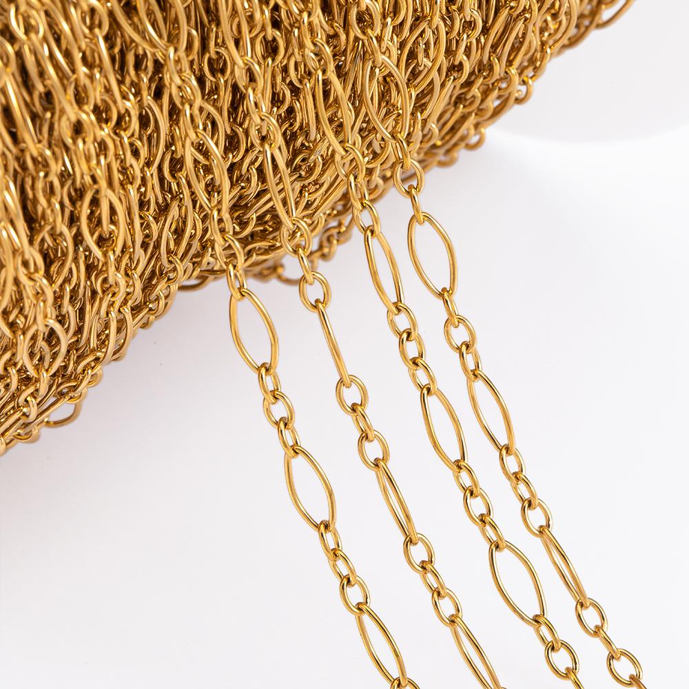 1M Stainless Steel Frosted Rounded Square Punk Chains Hip-hop Necklaces Oval Cross Chains Accessory for DIY Jewelry Making Gifts