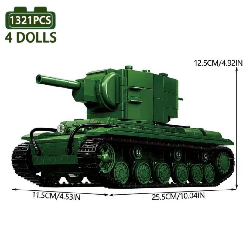 

1:28 Military Series KV-2 Heavy Tank Building Blocks WW2 Army Tank Armored Vehicle Bricks Model Toys For Children Gift MOC