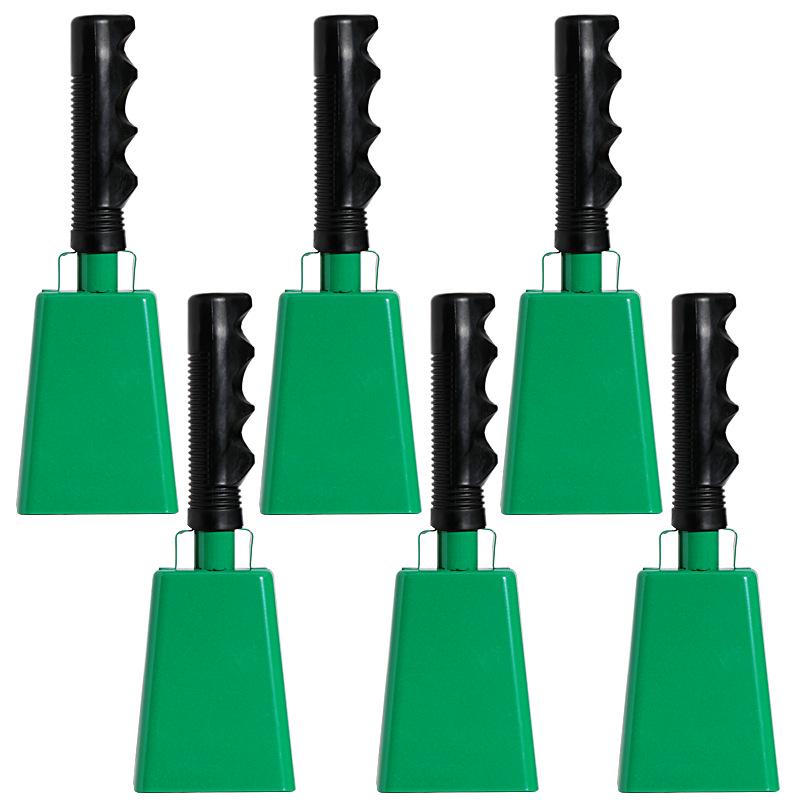 9-Zoll handgekurbelte Kuhglocke für grenzüberschreitende Wettkämpfe und Anfeuern – 8 Zoll lange Handhabe, quadratisches Design