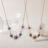 Luxury Copper-Plated Gold Purple Sunflower Necklace for Women