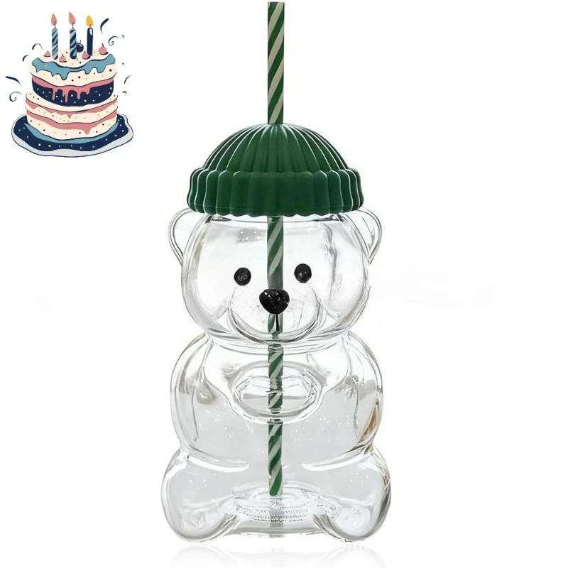 Ręcznie robiony Szklany Kubek na Napoje ze Słomką w Kształcie Niedźwiedzia Kubek do Kawy ze Słomką Unikalny Prezent Świąteczny dla Przyjaciół Przyjazny dla Środowiska Pierwszy Wybór