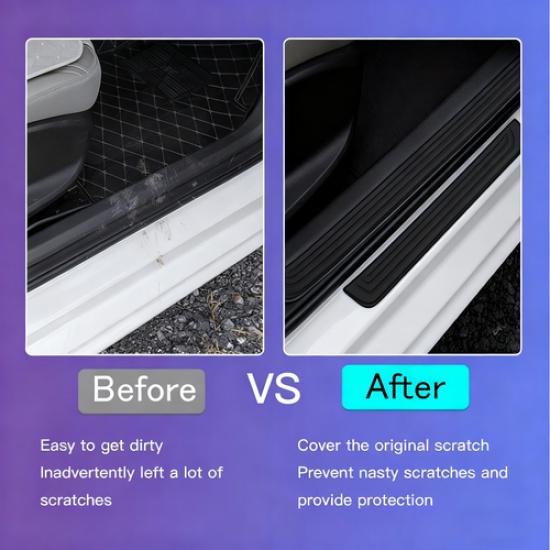 4x For Ford Rubber Car Door Sill Threshold Protector Anti-Dust Step Edge Cover