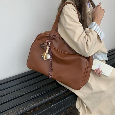 Tote Bag Female Short Business Trip Single Shoulder Large Bag Autumn and Winter Duffel Bag