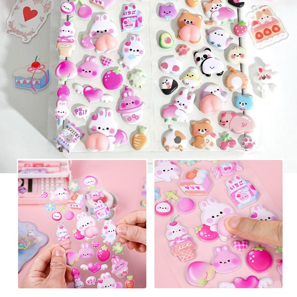 3D Cute Bunny Peach Foam Stickers Squishy Fidget Self-Adhesive Repair Decals for Phone Case Scrapbook DIY Crafts Decoration