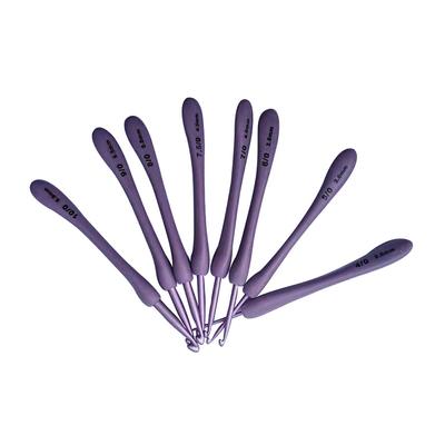 8 unids/set 2,5-6,0 Mm conjunto de ganchos de ganchillo púrpura artesanía tejer ganchos agujas Diy Crochet para manualidades de costura herramienta de costura