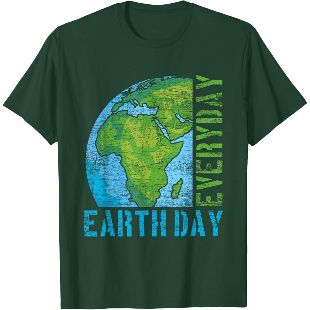 Everyday Earth Day Graphic Tee Distressed Print Casual Short Sleeve T-Shirt for Unisex