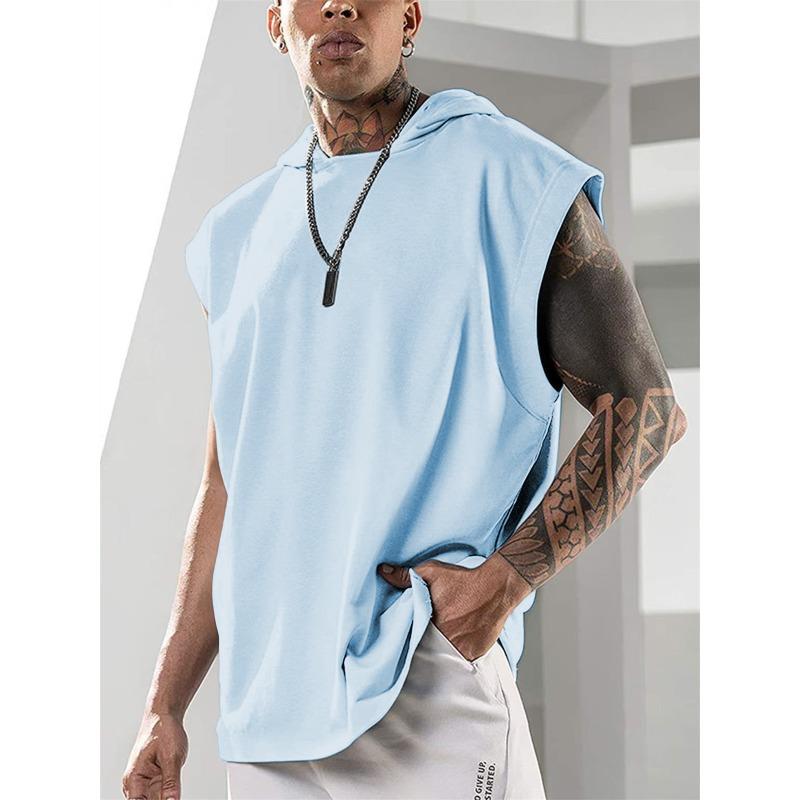 Men Sleeveless Hoodie Muscle Fit Workout Tank Top Casual Gym Sweatshirt