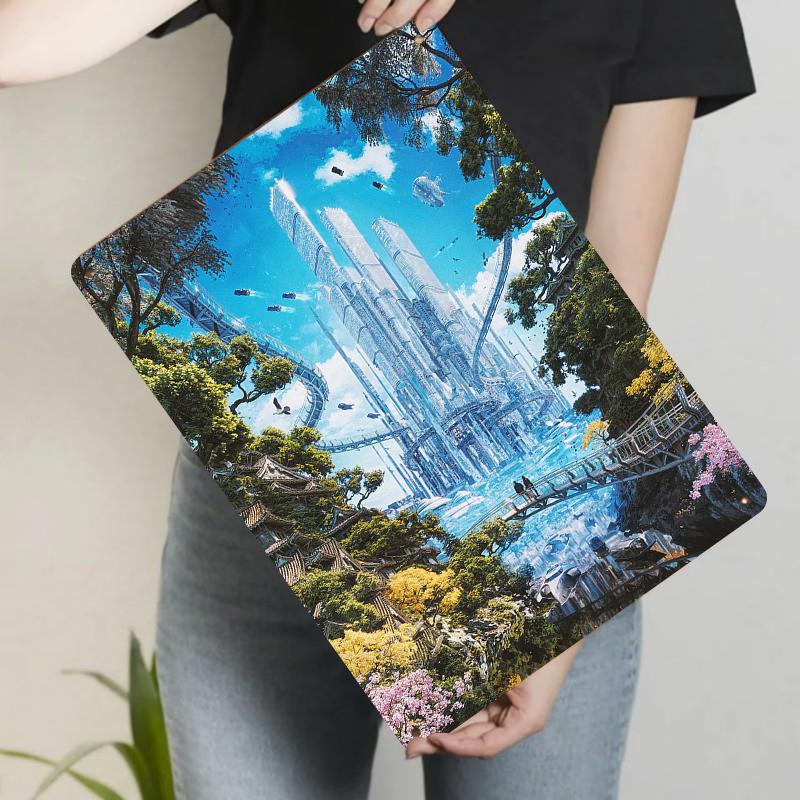 

Futuristic Tech City Metal Wall Art Modern Home Decor Living RoomWall Hanging Art Mural 20x30cm（7.8x11.8inch）