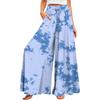 Damen Sommerhose mit weitem Bein, hoher Taille, fließende Taschen, modisch, lässig, lässig, Bohemian-Stil, bedruckt, Strandhose