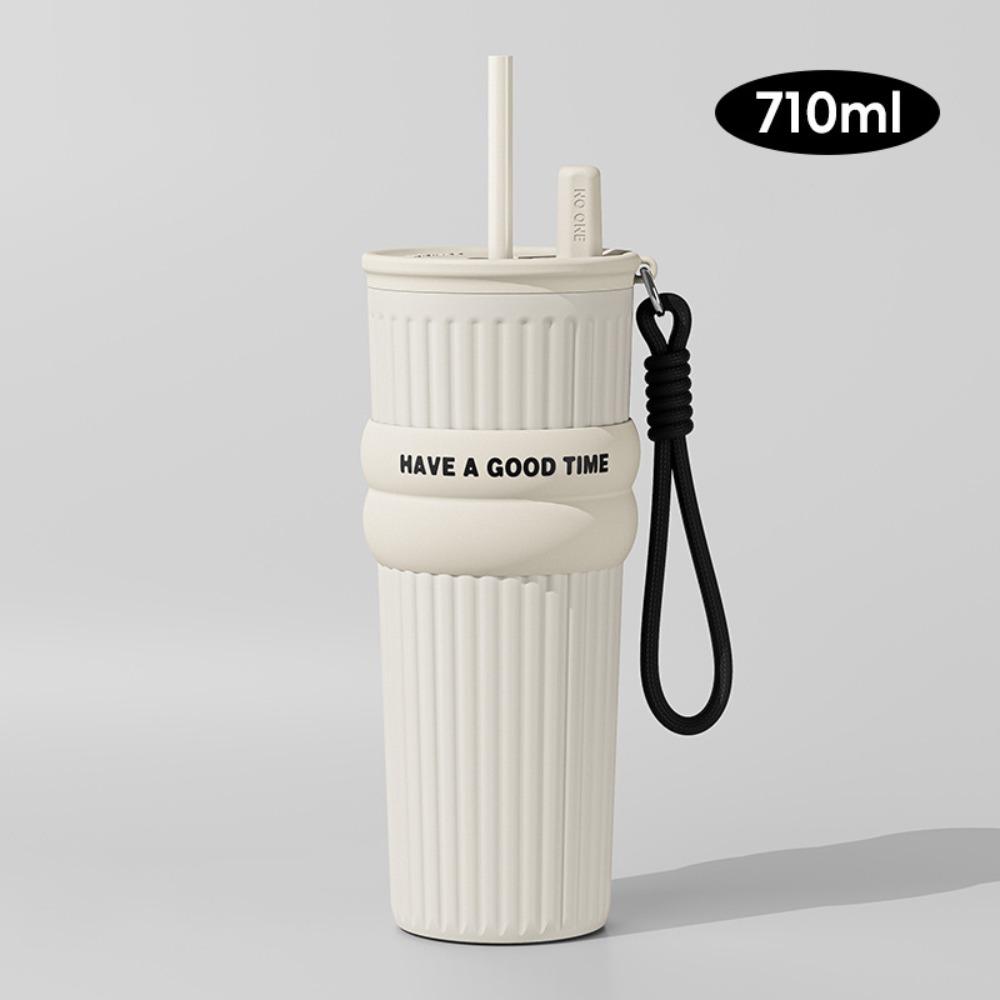 Mit Hebe-Seil Strohhalm Vakuumbecher 710ML Becher Portbale Thermische Wasserflasche Zuhause