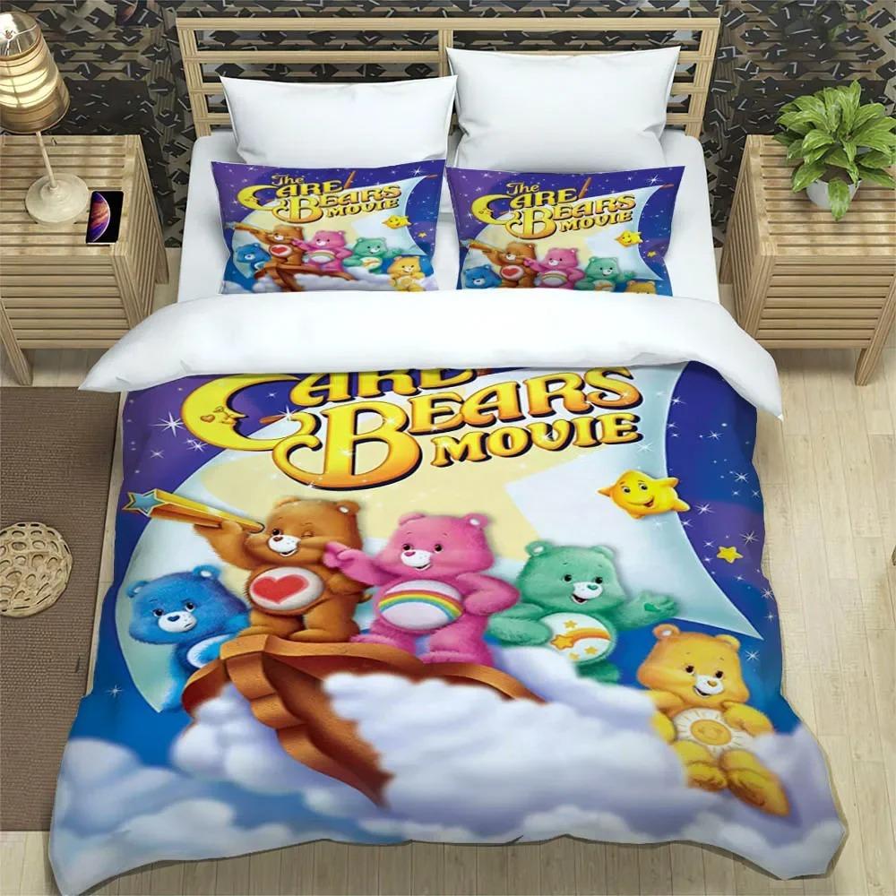 Exquisite 3D Care Bears Wallpaper Cartoon Printing Bedding Set Duvet Cover Comforter Bed Adult Youth Girl Boy Gift