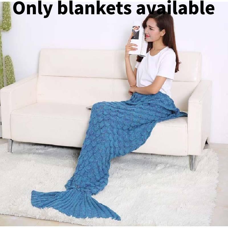 Scale Vintage Fish Pattern Mermaid Woollen Blanket Knitted Cozy Autum Spring