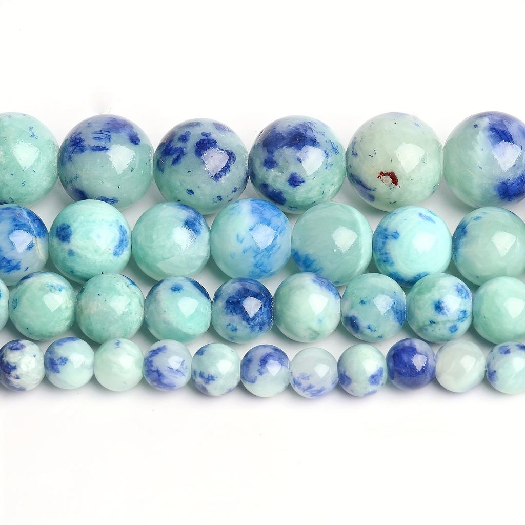 1 Stück 6 mm 8 mm 10 mm 12 mm runder blauer und grüner persischer Jadestein lose Distanzperlen für Schmuck, handgefertigt, Diy-Armband