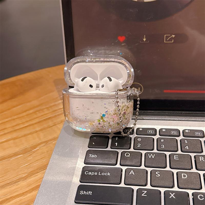 Leuchtendes Glitzer-Flüssig-Sanduhr-Transparente Kopfhörerhülle für AirPods 4 Pro 3 2 1 Pro3 Kabellose Kopfhörer-Schutzhülle