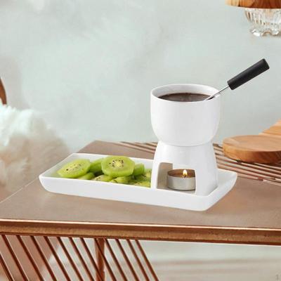 4x Chocolate Fondue Pot Set Melt Bowl Wedding Dessert Snack Engagement Ceramic Cheese