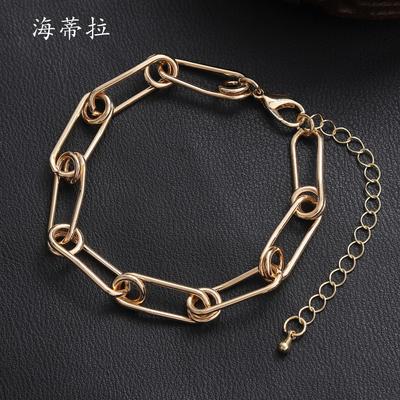 Back-shaped Pin Hip-hop Bracelet, High-end Couple Hollow Ring Simple Metal Bracelet