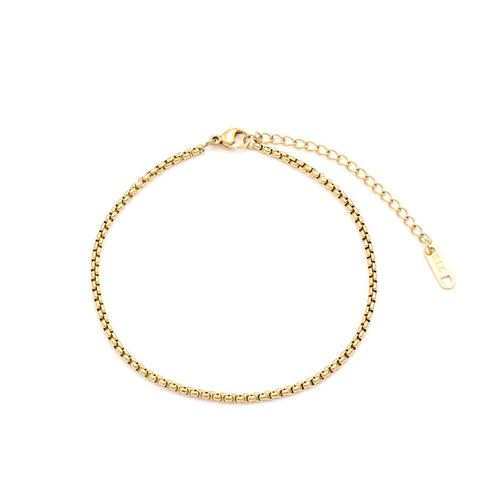 Titanium Steel Square Pearl Chain Fashionable Simple Bracelet Women'S Niche Light Luxury 18K Gold Hand Jewelry