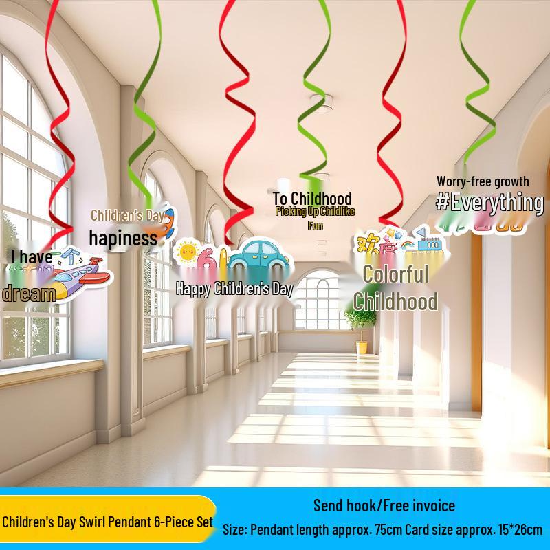 Colorful Cartoon Spiral Pendant for Children s Day and Kindergarten Decor