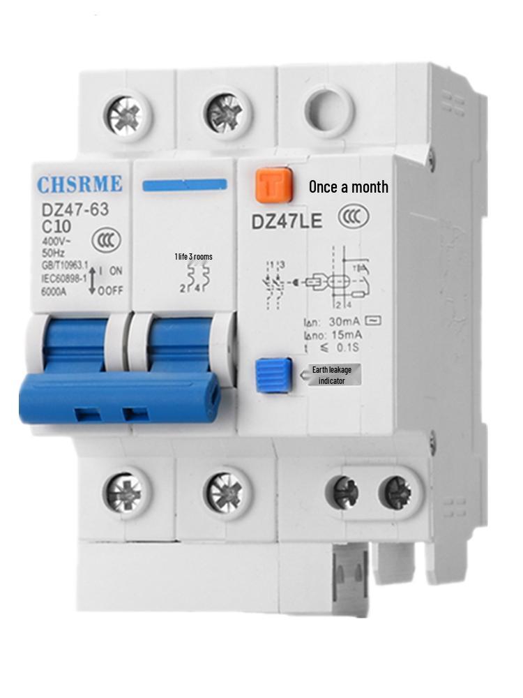 2P63A Air Switch with Residual Current Protection, Household 220V Display