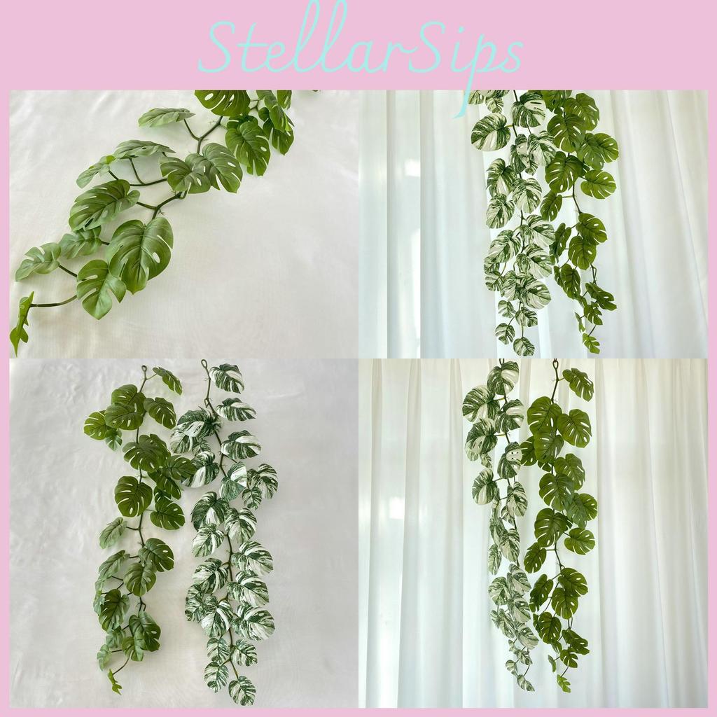 Green Leaf Artificial Monstera Vine 120cm Wall Hanging For Home Decor