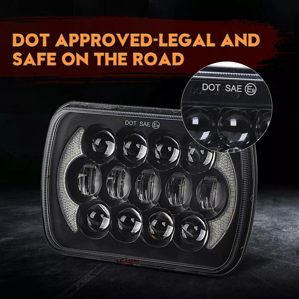 105W High Power IP67 Waterproof High Low Beam Square Car LED Headlight for 5x7 6x7 Inch Vehicles