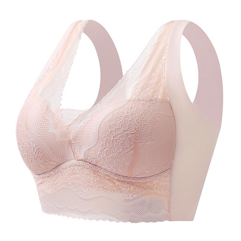 Summer V-neck Lace Wire-free Women's Bra - Beautiful Back Design, Bust Minimizer