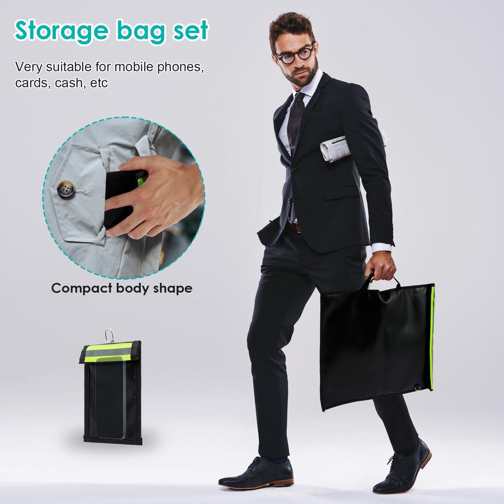 4PCS/Set Faraday Bags RFID Faraday Pouch with Reflective Strip and Handle Signal Blocker Faraday Bag Anti-Tracking Faraday Bags