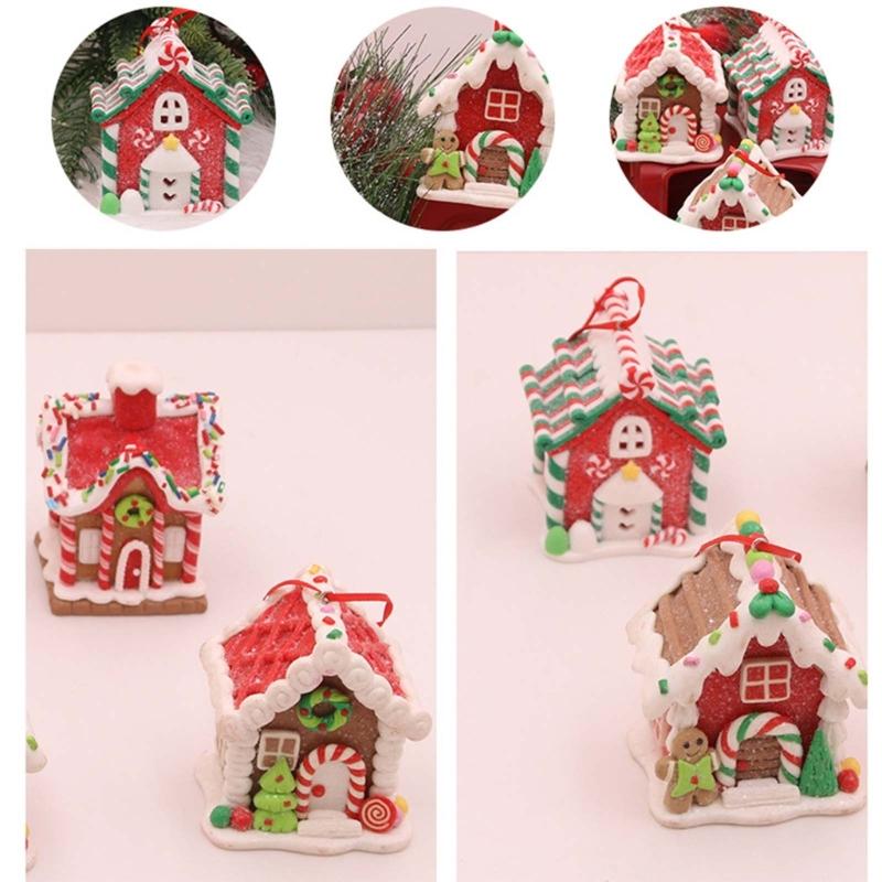 Adorable Christmas House Ornament Handmade Clay Realistic Christmas Hanging Pendants for Home Ornaments Holiday Decors