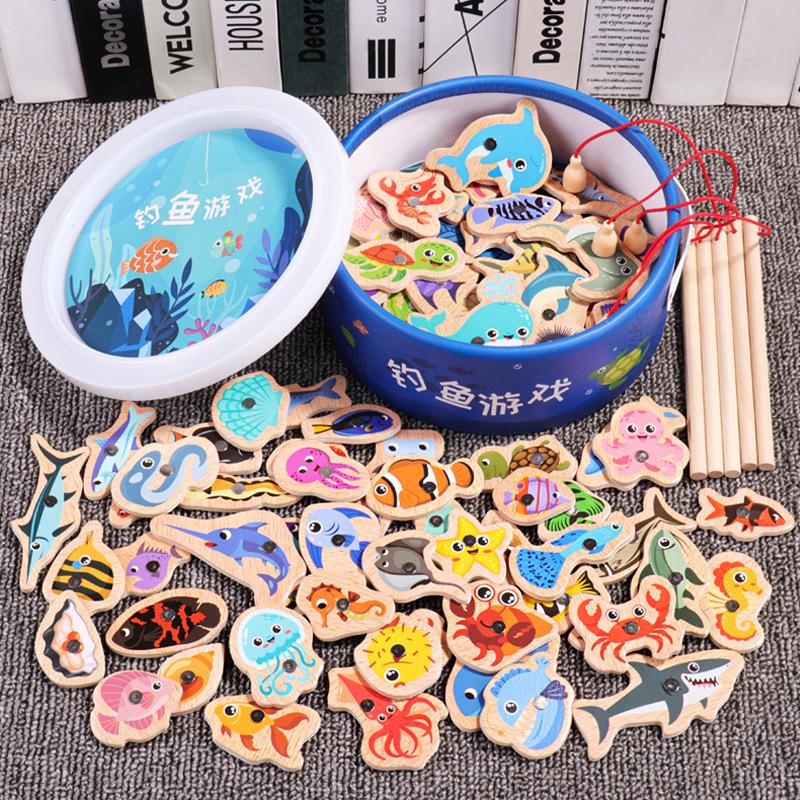 Magnetic Wooden Ocean Fishing Game for Kids - Educational Fun for Boys and Girls