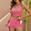 Set Bikini da Donna 2 Pezzi/Set Stampa Pois Scollo a V Reggiseno a Spallina Vita Alta Ruches Laterali Bordi Arricciati Costume da Bagno