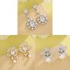 Elegant Geometric Copper Zircon Pearl Earrings For Wedding Bridesmaids