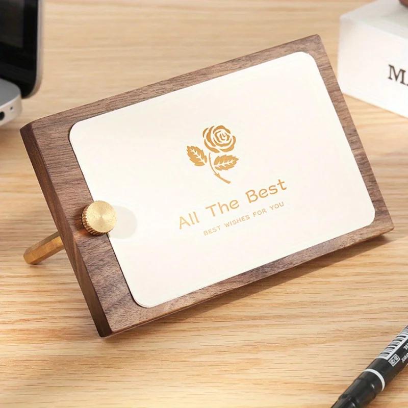1PC Multi-functional Solid Name Card Holder Wooden Note Message Holder Seat Plate Small Menu Clip Business Card Display Clip