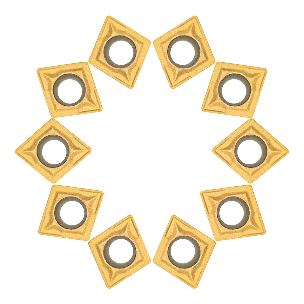 CCMT060204 CCMT21.51 Carbide Turning Inserts, CCMT Insert DCMT Insert Mutilayer Coated CNC Lathe Inserts for Lathe Turning Tool Holder,10 Pieces