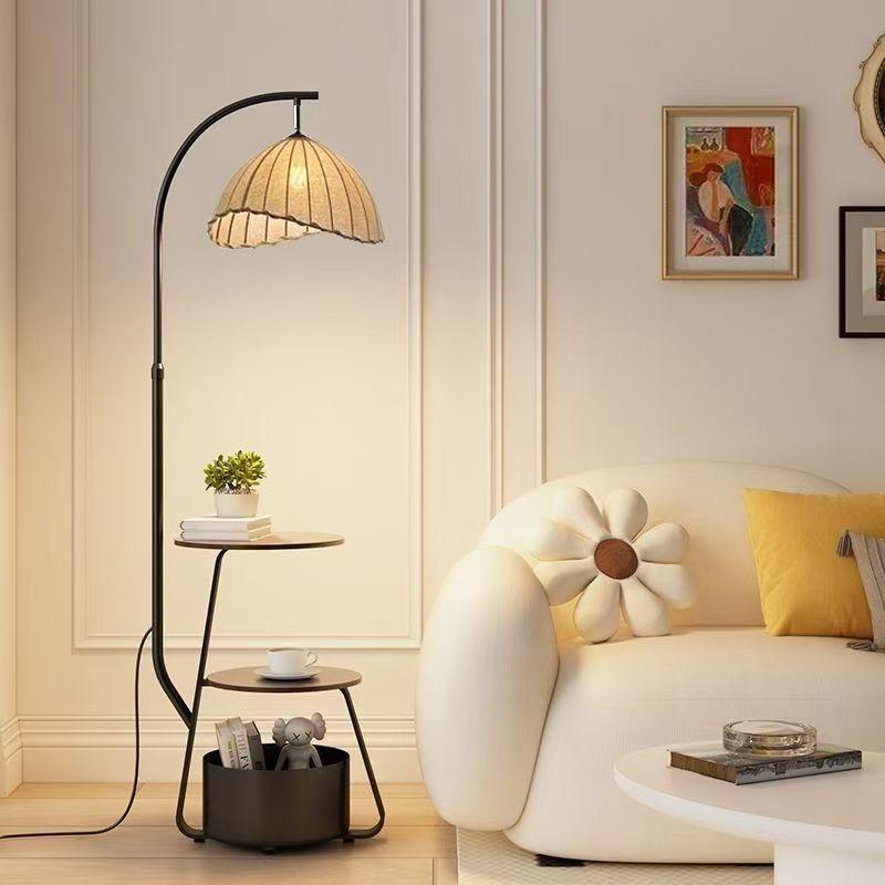 Chinese-Style Decorative Floor Lamp with Integrated Storage for Living Room or Bedroom