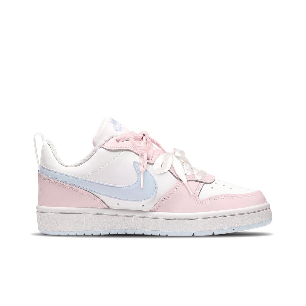 Nike Court Borough Shopping Bag Slip Resistant Abrasion Resistant Low top Skateboard Shoes Women's Pink Blue White DV5456-103(Team2364-S-BOX)